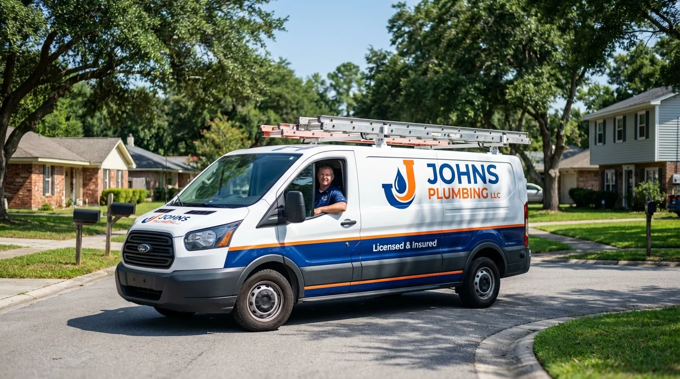 Johns Plumbing LLC service van in Grafton, WI