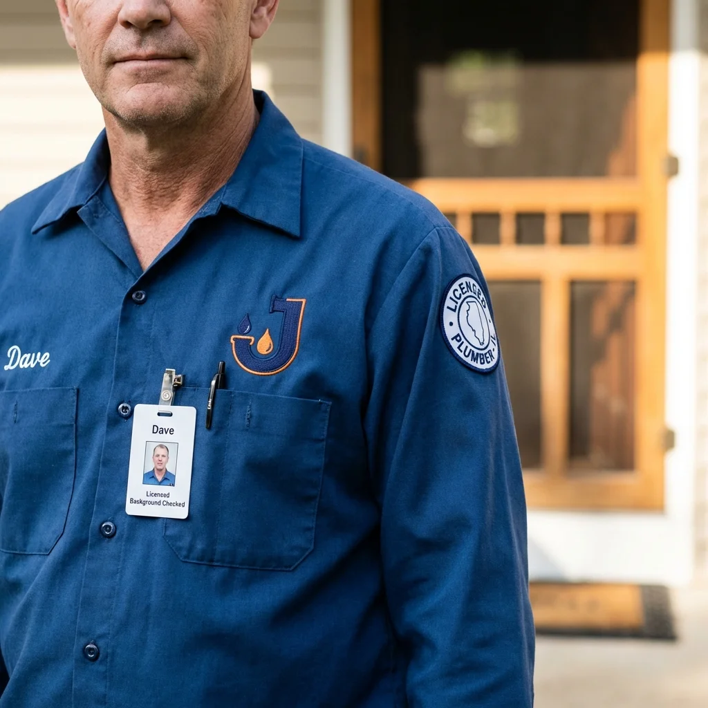 Licensed plumber showing ID badge in Grafton, WI