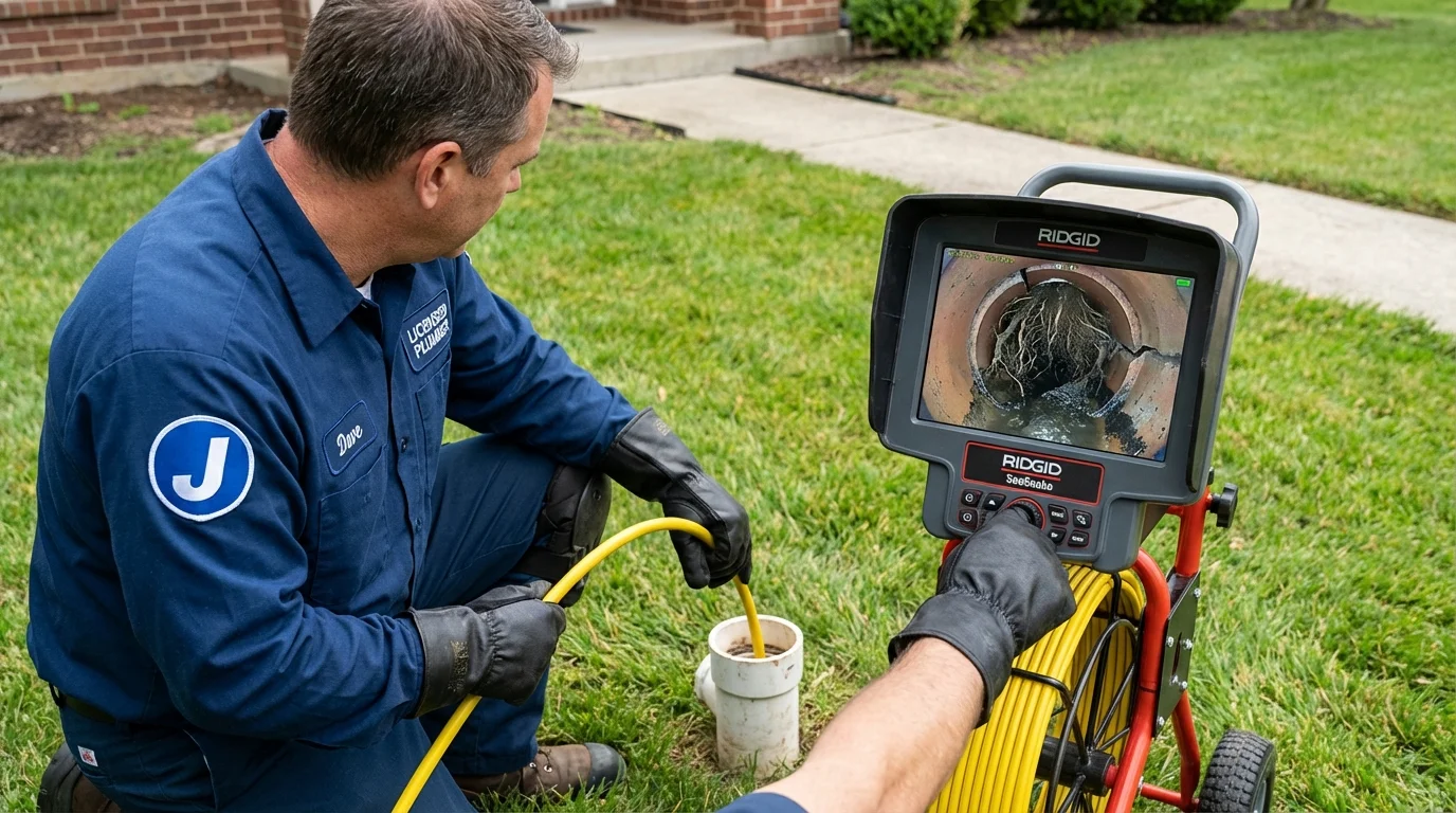Sewer camera inspection being performed by Johns Plumbing LLC in Grafton