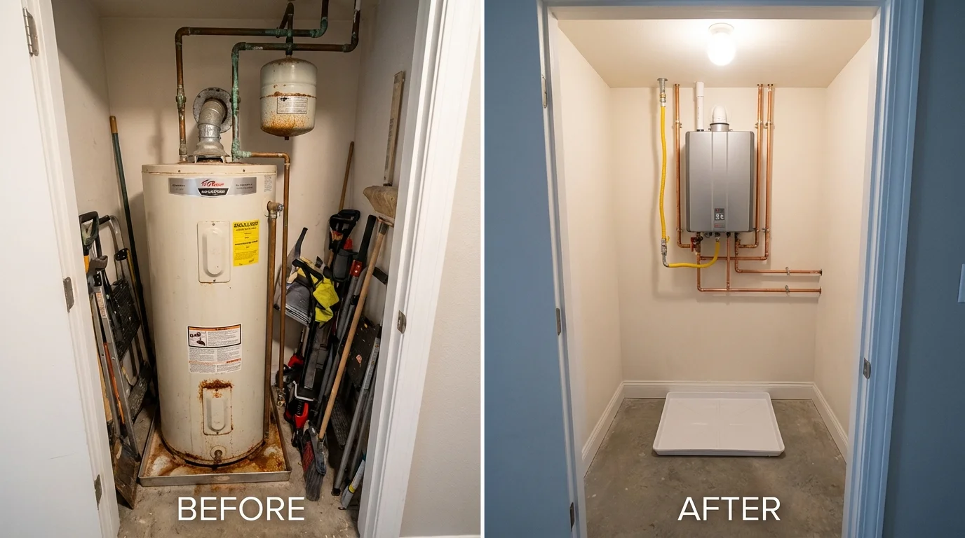 Tank water heater versus wall-mounted tankless unit comparison for Grafton, WI homeowners